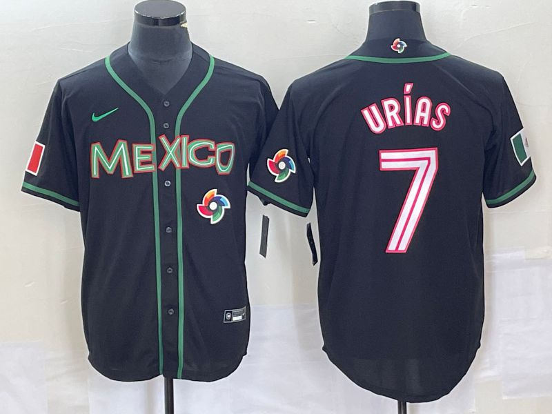 Men 2023 World Cub Mexico 7 Urias Black white Nike MLB Jersey47